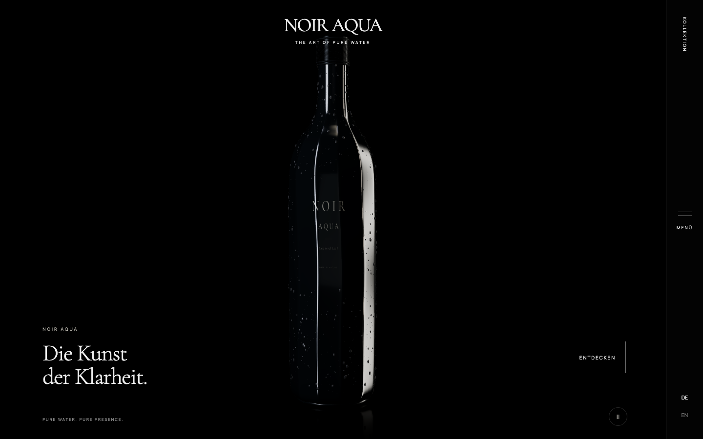 Startseite der Website von Noir Aqua